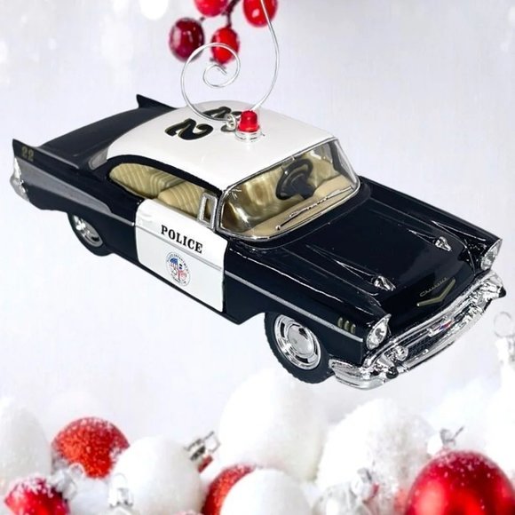 1957 Chevrolet Bel Air Police Cop Car Chevy 5" 1/40 Christmas Tree‎ Ornament - Picture 4 of 7